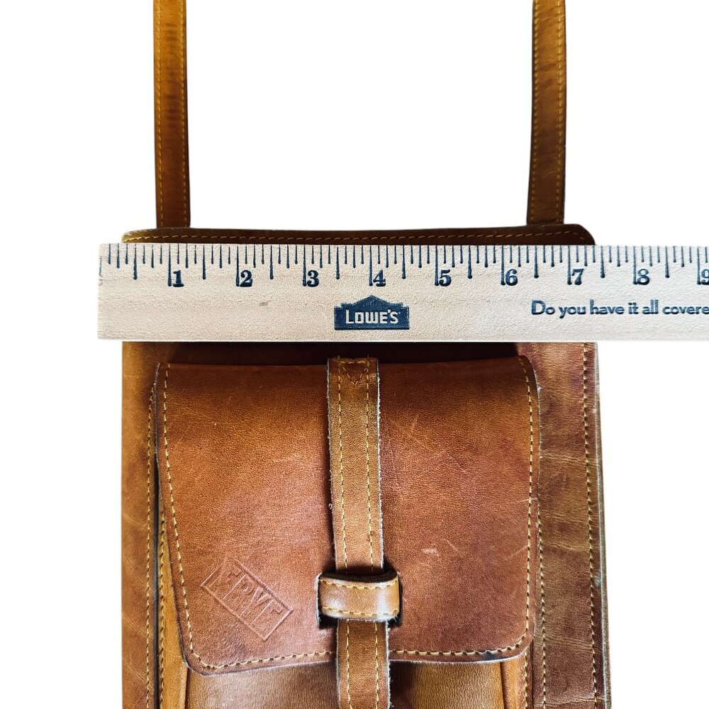 Frye Artisan Rectangle Adjustable Camel Leather Bag Fold Over Adjustable Strap - Picture 13 of 16
